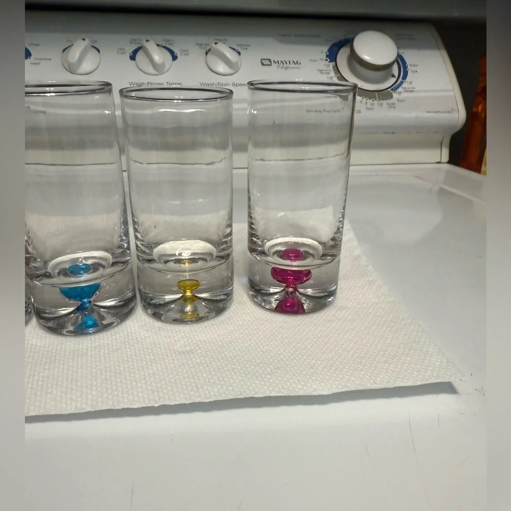 Carnival Cruise Set of 8 Clear Shot Glasses with Colorful Base